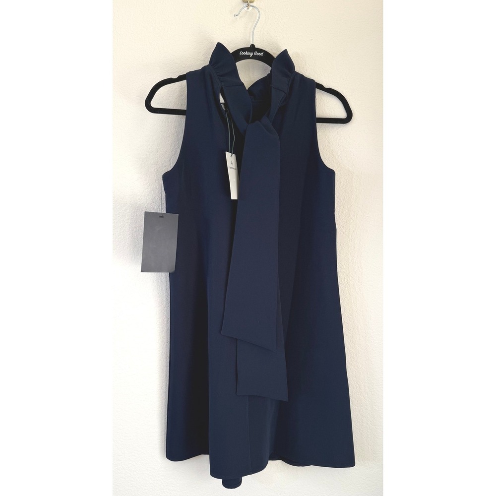 NWT Tuckernuck Women's Navy Blue Blythe Bow Shift Dress Size Extra Small Preppy - Picture 4 of 7